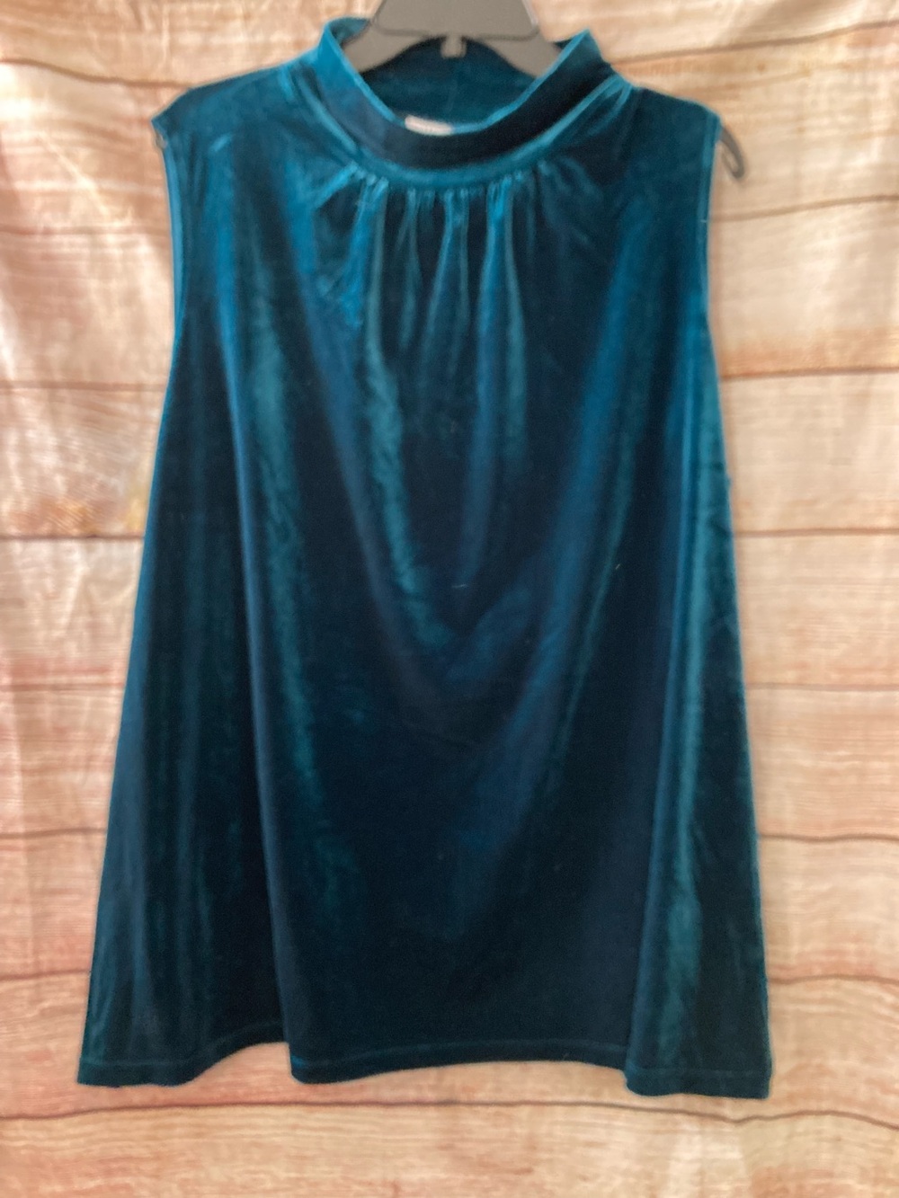 Teal velour sleeveless blouse-Susan Graver-Ladies 3X